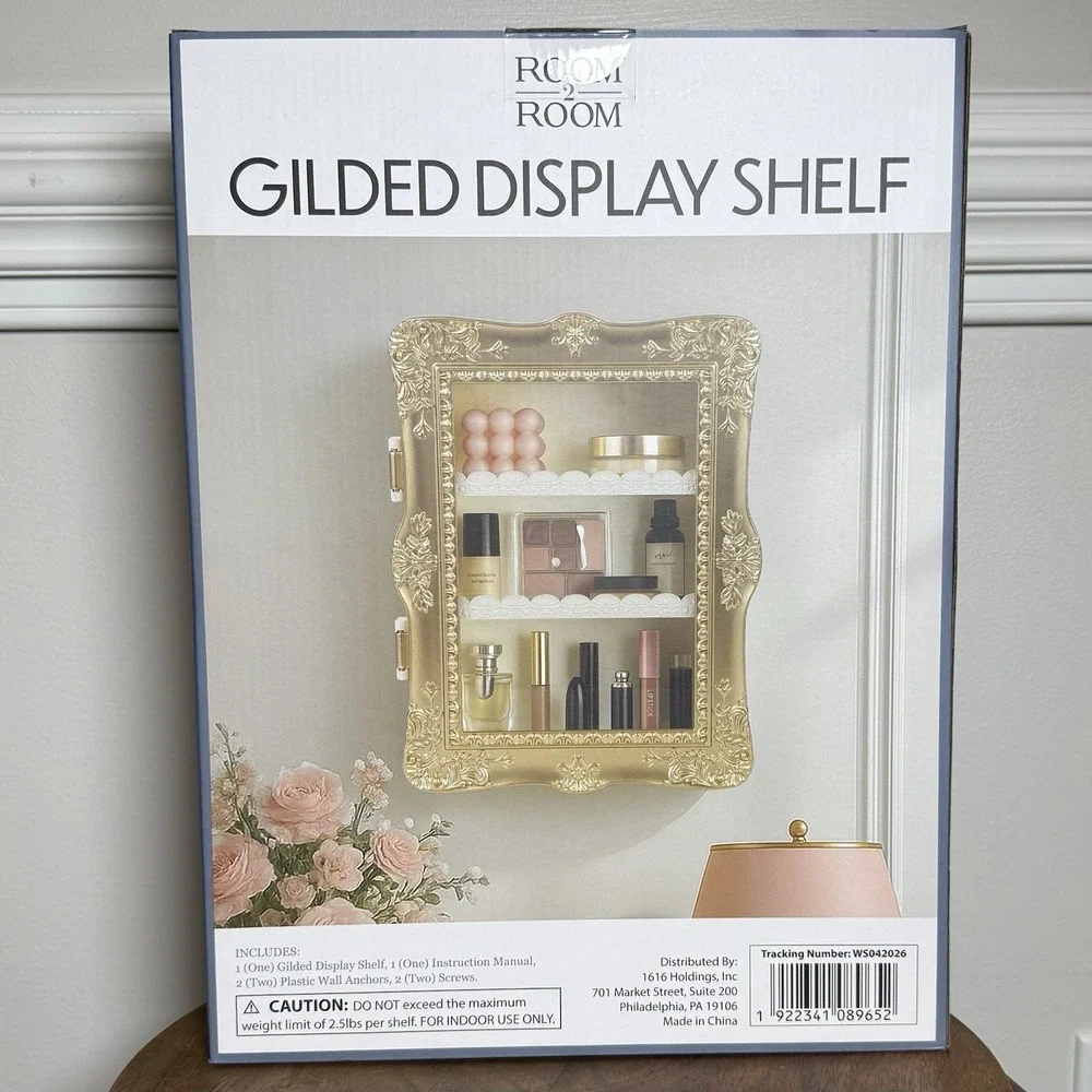 ROOM 2 ROOM Gilded Display Shelf Gold TikTok Viral Vanity Wall Decor New
